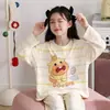 Pijamas Nuevos para Niñas 2026 para Primavera y Otoño, Algodón Puro, Manga Larga, Estilo Delgado, Elegante Conjunto de Ropa de Casa de Otoño para Niños y Niñas