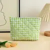 Bolsa de Cosméticos de Pana a Cuadros Bolsa Acolchada de Almacenamiento para Mujer Portátil Bolsa de Momia de Gran Capacidad Bolsa de Almacenamiento de Cosméticos