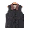 Colete de Algodão Estiloso com Lapela para Mulheres, Roupa Externa, Temporada Outono/Inverno, Colete de Novo Estilo, Roupa para Mães Jovens, Quente, Proteção contra o Frio, Jaqueta Colete