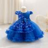 Vestido Transfronterizo Nuevo para Bebé Niña de Un Año Lazo Cumpleaños Anfitriona Navidad Vestido de Princesa Vestido Infantil