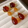 Pendientes Geométricos de Flor de Resina Transfronterizos Europeos y Americanos Otoplastias Maillard Otoño e Invierno Diseño Nicho de Gama Alta Joyería para Orejas Venta al por Mayor