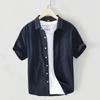 Camisa de manga curta Oxford Spinning Marca masculina verão fino top casual solto estilo coreano moda camisa de meia manga