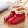 Botas de Chuva Curtas Femininas Moda Acolchoadas de Algodão Botas de Chuva com Forro Baixo de Lã Botas de Borracha Antiderrapantes para Cozinha e Trabalho Femininas Botas Femininas