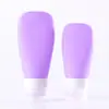 Conjunto de cosméticos de sub-embalagem de viagem de silicone em forma de leque, frascos sub-embalagem para água e leite, frasco de creme para sub-embalagem