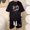 Waffles Traje Casual Masculino Verão Adolescente Tamanho Plus Shorts Esportivos de Manga Curta com um Conjunto de Camiseta