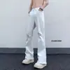 Jeans Skinny Negros para Hombre, Estilo Verano, Marca de Moda, Rasgados, Elásticos, Corte Ajustado, Pantalones Rectos