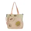 Bolsa de lona multi-color con estampado de pata de oso suave y linda, bolso de mano y bandolera de doble uso, bolsa escolar de gran capacidad para estudiantes