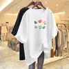 2026 Novo Estilo Comprimento Médio Estilo Coreano Solta Tamanho Grande Casual Redutor de Idade Manga Curta Camiseta para Mulheres, Moda Versátil Roupa de Verão