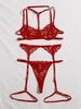 Lingerie sexy coquete peito pequeno três pontos provocação perspectiva sedução cama pijamas paixão terno com anel de aço