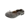 Bailarinas de terciopelo con lunares estilo francés con lazo, nueva colección 2026 para mujer, elegantes y versátiles, punta fina, punta redonda, zapatos planos