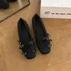 Zapatos Mary Jane elegantes y de nicho con pajarita para mujer, otoño 2026 estilo suave, zapatos de ballet con hebilla decorativa, zapatos cerrados de un solo color