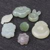 Cuentas sueltas de jade hetiano natural, accesorios de bricolaje, agua clara, cerradura de bendición verde, hebilla de seguridad, colgante de loto, pulsera, collar, cuentas al por mayor