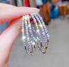 Pendientes de círculo geométrico de diamantes exagerados europeos y americanos con temperamento coreano, pendientes personalizados en forma de C, pendientes para mujer