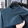 Suéter Masculino de Lã de Alta Qualidade 100% Lã Pura Gola Alta Meia Outono/Inverno Espessado Quente Casual Camada Base Tricô Masculino