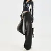 Jeans negros para mujer, nuevo estilo primavera y otoño, talla grande, corte holgado, adelgazante, cintura elástica, cordón recto, pierna ancha, modernos