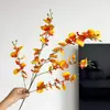 Venda Quente Transfronteiriça Orquídea Dançante Flor Artificial Cores de Outono Decoração de Casa Sala de Estar Mesa de Jantar Orquídea Dançante Artificial Flor Falsa Atacado