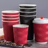 Design Grátis de Copo de Café Espesso de Papel Ondulado, Copo de Papel Padrão, Bebida Quente, Leite de Soja, Copo de Chá com Leite, Copo de Embalagem, Personalizado