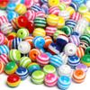 Ventas Directas de Fábrica Cuentas Planas Redondas Rayadas Cuentas Redondas Rayadas de Resina 6-20 mm Cuentas Redondas Rayadas Coloridas Materiales para Cuentas Hechos a Mano