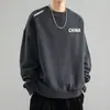Sudadera para hombre 2025 otoño estilo americano holgada manga larga cuello redondo engrosada ropa deportiva pullover modelo moderno peso pesado