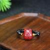 Anillo de Cinabrio con Cuentas Naturales de Arena Dorada Púrpura de Alto Contenido, Anillo de Flor de Rosa Pixiu, Joyería Creativa Cultural y Creativa Regalo