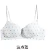 Sutiã sem costura com estampa de bolinhas, decote baixo, alças finas, bojo redondo para mulheres, push-up, costas bonitas, strass, gola halter, mulheres com pouco busto, lingerie invisível