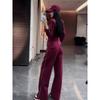 Traje Deportivo Europeo de Alta Gama para Mujer 2025 Estilo Primavera y Otoño Sudadera Slim Pantalones de Pierna Ancha de Cintura Alta Conjunto Casual de Dos Piezas