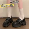 Mocasines de Piel Genuina con Suelas Gruesas que Aumentan la Altura y Son Cómodos para Mujer, Zapatos Mary Jane Estilo Nuevo Primavera 2026, Zapatos Pequeños de Piel, Zapatos de Vestir
