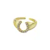 Europa y Estados Unidos INS Nicho Herradura Amor Completo Diamante Moda de Internet Personalidad Temperamento Versátil Anillo Abierto Francés para Mujeres