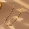 Ins Celebridade da Internet Estilo Europeu e Americano Simples Corrente Lisa de Aço Titânio para Mulheres Banhado a Ouro 18K Corrente Fina Colar Versátil Básico Joias