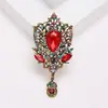 Broches de Cristal para Mujer de Comercio Exterior Europeo y Americano, Pines de Alto Nivel Estilo Palacio Retro, Accesorios de Broches de Moda y Elegantes al por Mayor