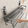 Prateleira de Banheiro com Ventosa, Montada na Parede, Sem Furos, para Cosméticos de Banheiro, Lavatório, Porta-Objetos de Banheiro