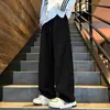 Pantalones de chándal pesados con cintura contrastante de diseño vanguardista para hombres y mujeres, otoño, pierna recta holgada, para bailar, deportes, uso casual, directo de fábrica