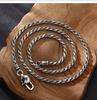 Collar Taiyin de Chiba para Hombre Moderno Vintage Combinable Clavícula Simple Seis Caracteres Palabras Verdaderas Cadena de Plata Cadena Retorcida Distintiva Cadena de Lana