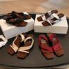 Versión de Piel de Oveja~Nuevo Estilo~Altura de Tacón de 5.5 cm~Sandalias Elegantes de Cuña con Tacón Grueso, Punta Cuadrada y Abiertas para Mujer en Verano