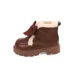 Zapatos para Niñas Zapatos Pequeños de Cuero de Princesa para Niños Invierno 2025 Nuevo Estilo Bebé Con Felpa Estilo Británico Casual Zapatos Grandes de Algodón
