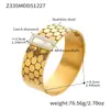 Pulsera Ancha de Acero Inoxidable con Patrón de Panal Personalizado e Incrustaciones de Circonita, Chapada en Oro de 18 Quilates Real, Conjunto de Pulseras de Estilo Moda Europeo y Americano