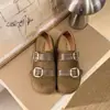 Sandalias Birkenstock retro de gamuza extragrandes estilo francés para mujer, nueva colección otoño 2026, zapatos casuales versátiles de suela gruesa con doble tira