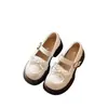 Sapatos Mary Jane com Laço e Sola Grossa para Mulheres 2026 Novo Estilo Universitário de Tira Única Bico Redondo Versátil Sapatos de Couro com Sola Grossa