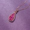 Nuevo Producto Set de Grupo de Gemas de Turmalina Roja Simulada Elegante en Forma de Gota Colgante de Color Collar de Moda para Mujer Collar Clavícula