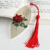 Marcador de Página Veia de Folha Estilo Chinês Rico Auspicioso Flor de Peônia de Luoyang Cor Nacional Tianxiang Área Cênica Viagem Cultural Comemorativo Presente