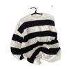 Suéter de cuello redondo a rayas para hombre, suéter de invierno estilo retro japonés, suéter holgado que combina con todo, suéter de tendencia.
