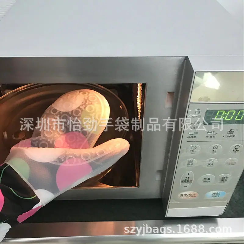 棉布硅胶双层隔热手套烘焙耐高温手套