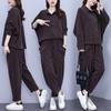 Traje Kuotaitai Elegante y Moderno que Reduce la Edad para Mujer 2024 Otoño Nuevo Talla Grande Top Casual Pantalón Harem Conjunto de Dos Piezas a la Moda