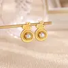 Brincos Pendentes Coração Estrela Retrô Ouro 18K Aço Inoxidável com Pérola Embutida Brincos Femininos Novo Design Quente Transfronteiriço