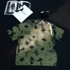 Camiseta tie-dye lavada de algodón puro de peso pesado de 230 g, retro transfronteriza, talla grande, corte holgado, hombros caídos, manga corta moderna, venta al por mayor