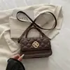2026 Bolsa feminina estilo Coco Chanel bordado matelassê ombro único bolsa quadrada pequena bolsa mini transversal porta-moedas requintado