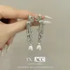 Vestido de Casamento Super Fada Elegante com Brincos Nicho de Luxo Zircônia Incrustada Laço Brinco de Franja de Pérola