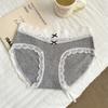 8775 Estilo Puro Deseo Encaje Hueco Ropa Interior de Cintura Media para Niñas, Algodón Puro Estilo Hada Sexy Antibacteriano Nuevo Estilo Bragas Triángulo para Mujeres Jóvenes