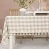 Toalha de Mesa Xadrez Yimanqi Yun, Tecido Xadrez de Algodão e Linho, 12 Cores, Toalha de Mesa com Franjas, Fornecimento Direto da Fábrica