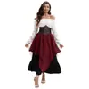 Comercio Exterior Transfronterizo Retro Medieval Falda Larga Amplia de Cuadros Rojos y Blancos Falda Irregular Falda Larga Cintura Alta Traje para Mujer